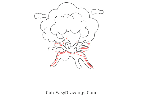 how to draw a volcano - www.cuteeasydrawings.com