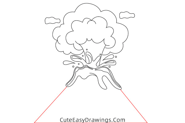 how to draw a volcano - www.cuteeasydrawings.com