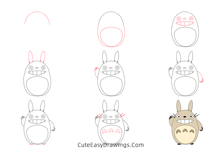 how to draw totoro from my neighbor totoro - www.cuteeasydrawings.com