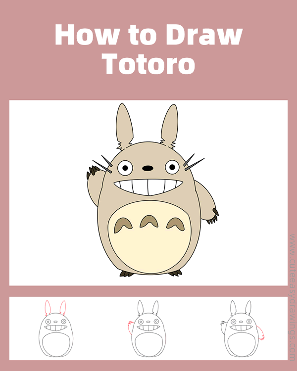 how to draw totoro from my neighbor totoro - www.cuteeasydrawings.com