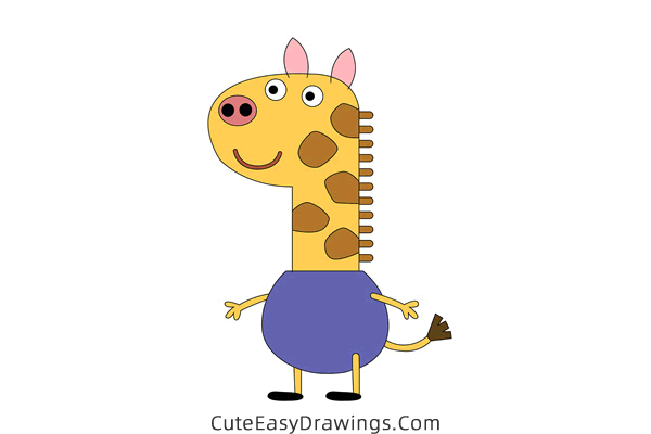 how to draw gerald giraffe from peppa pig - www.cuteeasydrawings.com