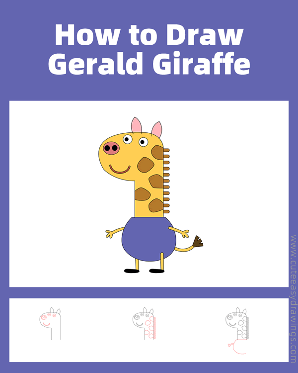 how to draw gerald giraffe from peppa pig - www.cuteeasydrawings.com